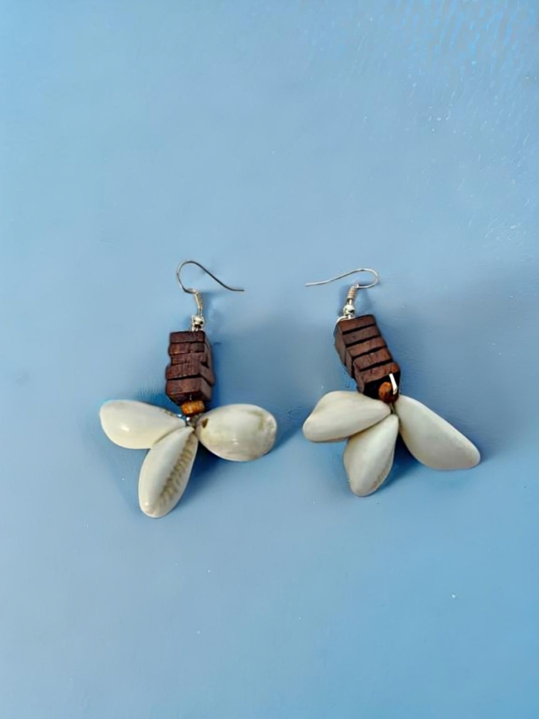 Handmade Cowrie Shell & Wooden Bead Earrings – Boho & Sustainable Jewelry