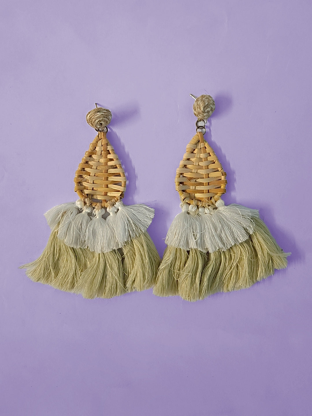 Boho Woven Tassel Earrings – Handmade Natural Statement Jewelry