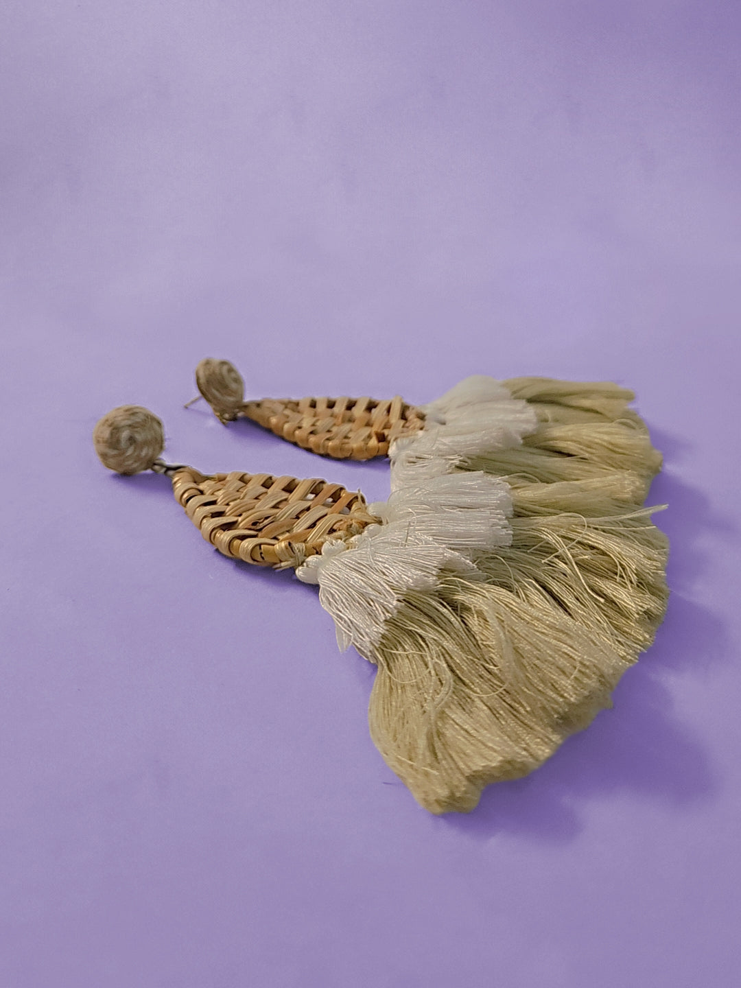 Boho Woven Tassel Earrings – Handmade Natural Statement Jewelry
