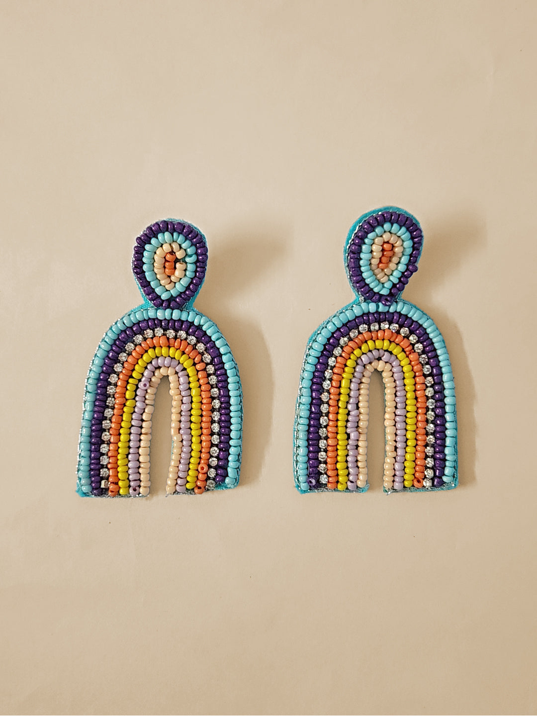 Rainbow Arch Beaded Earrings – Handmade Color Pop Statement Jewelry