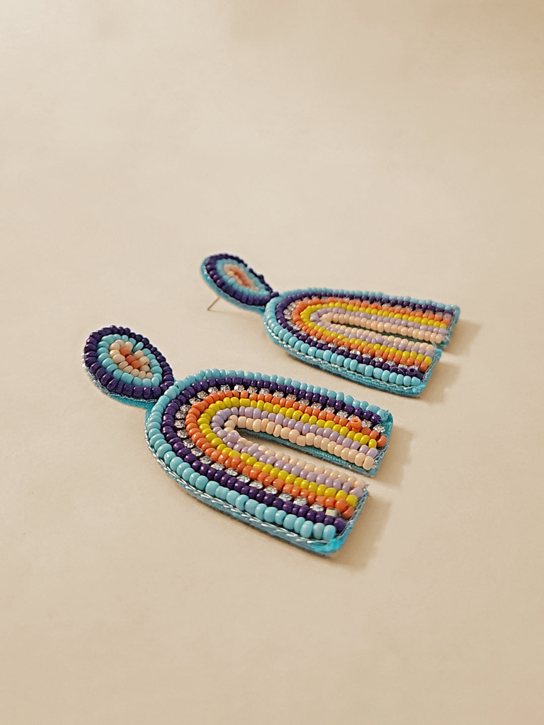 Rainbow Arch Beaded Earrings – Handmade Color Pop Statement Jewelry