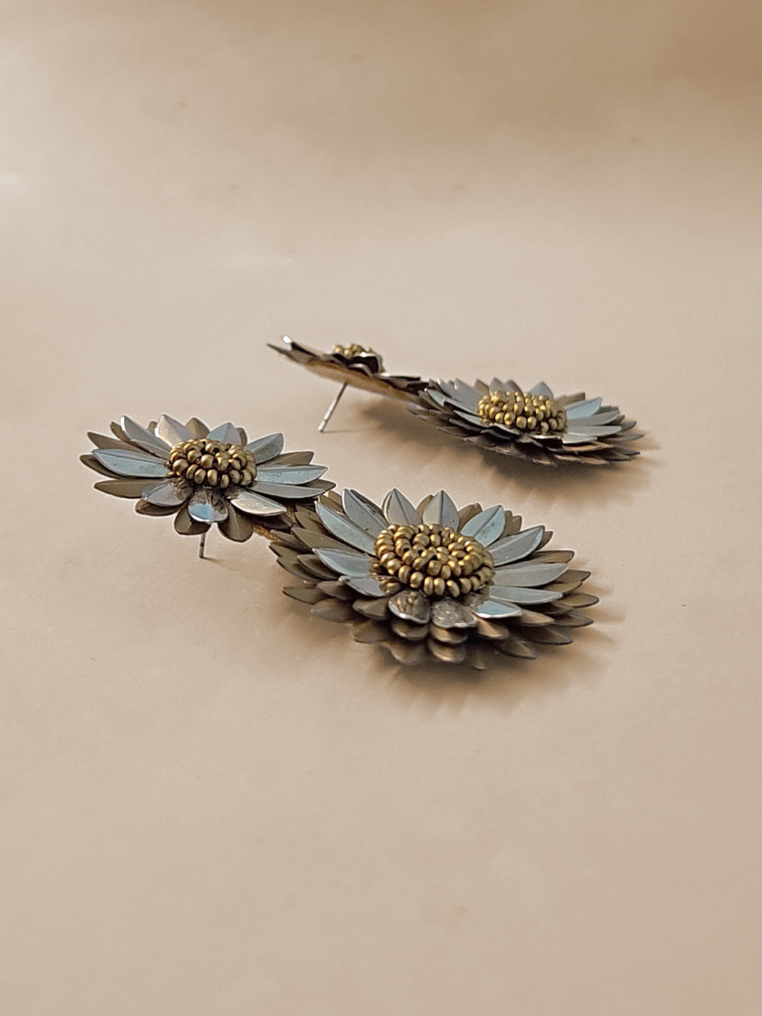Double Flower Handmade Statement Earrings