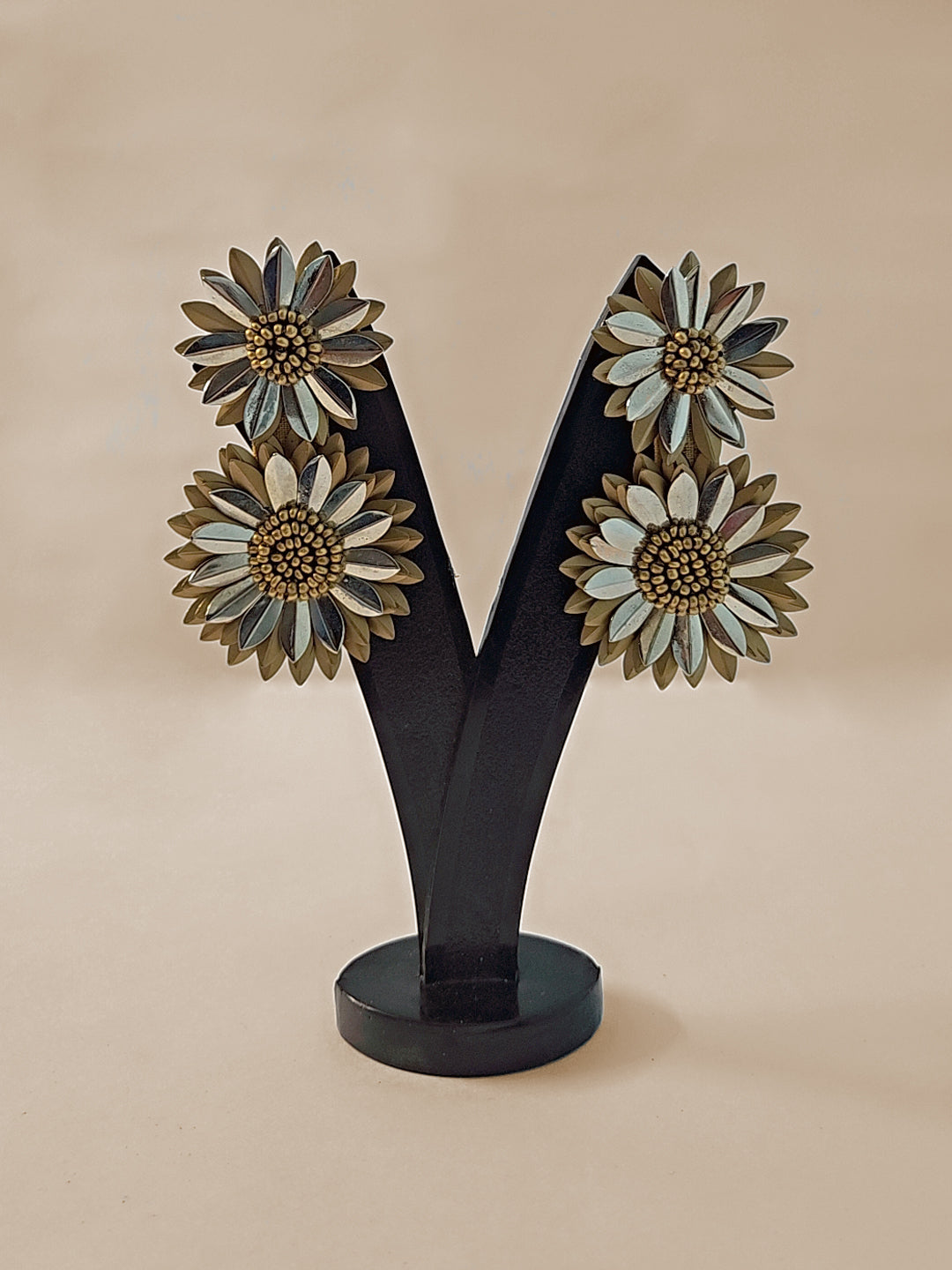 Double Flower Handmade Statement Earrings