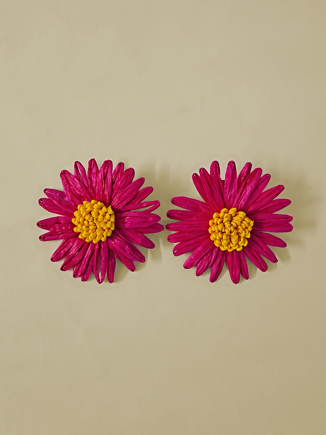 Handmade Pink Daisy Statement Earrings β Bold Floral Design