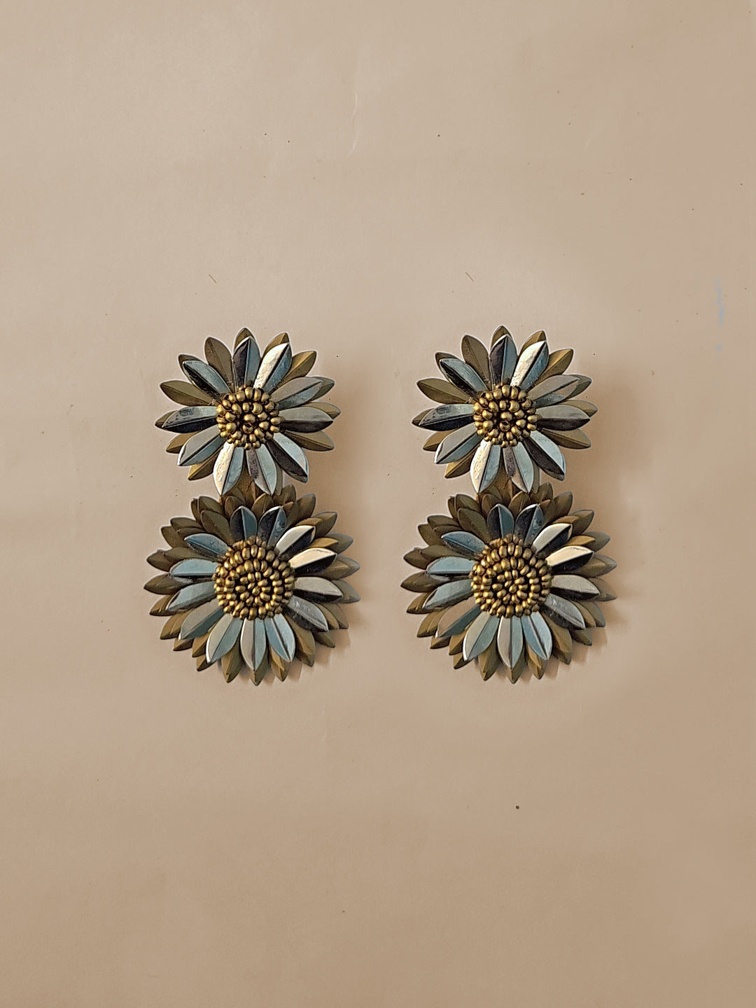 Double Flower Handmade Statement Earrings