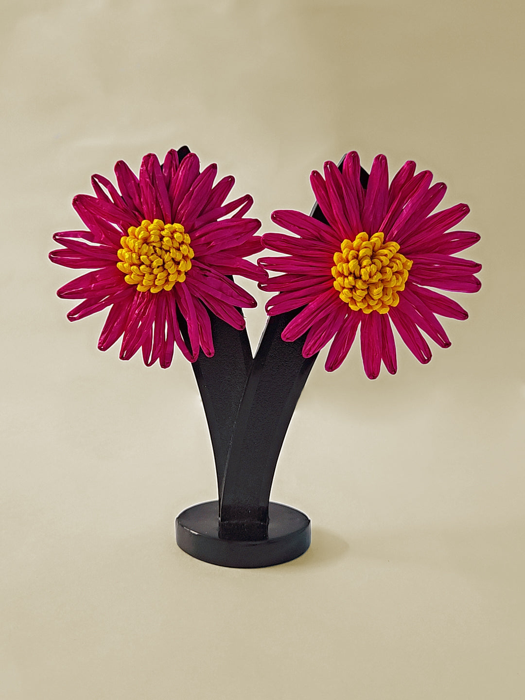 Handmade Pink Daisy Statement Earrings β Bold Floral Design