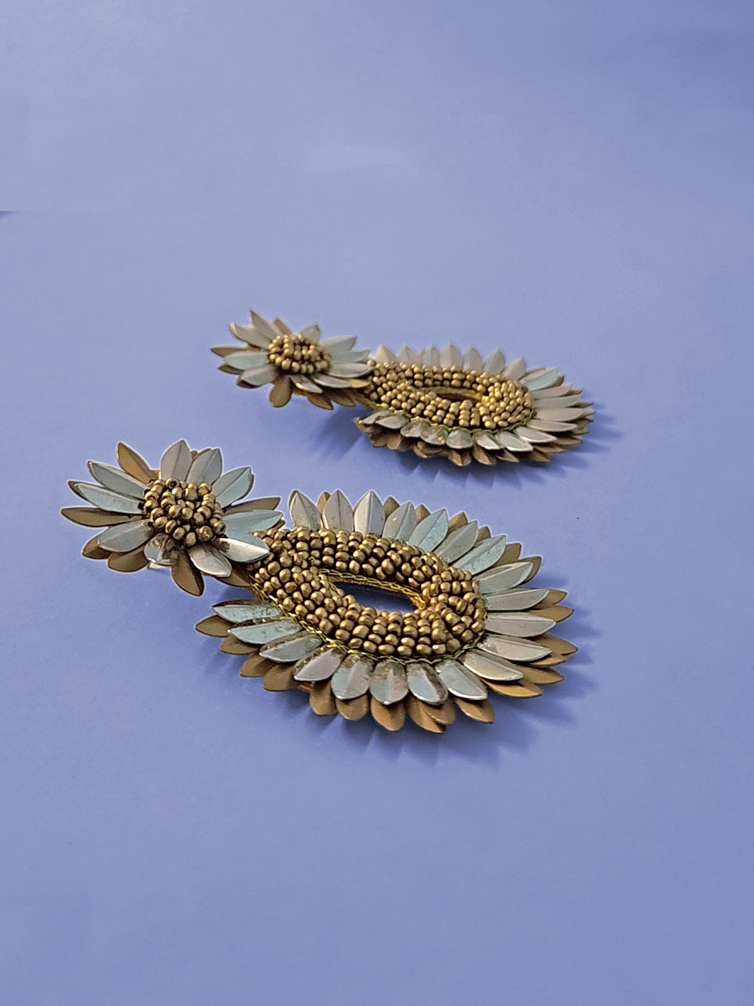 Spark Bloom Metallic Beaded Earrings – Handmade Statement Drop