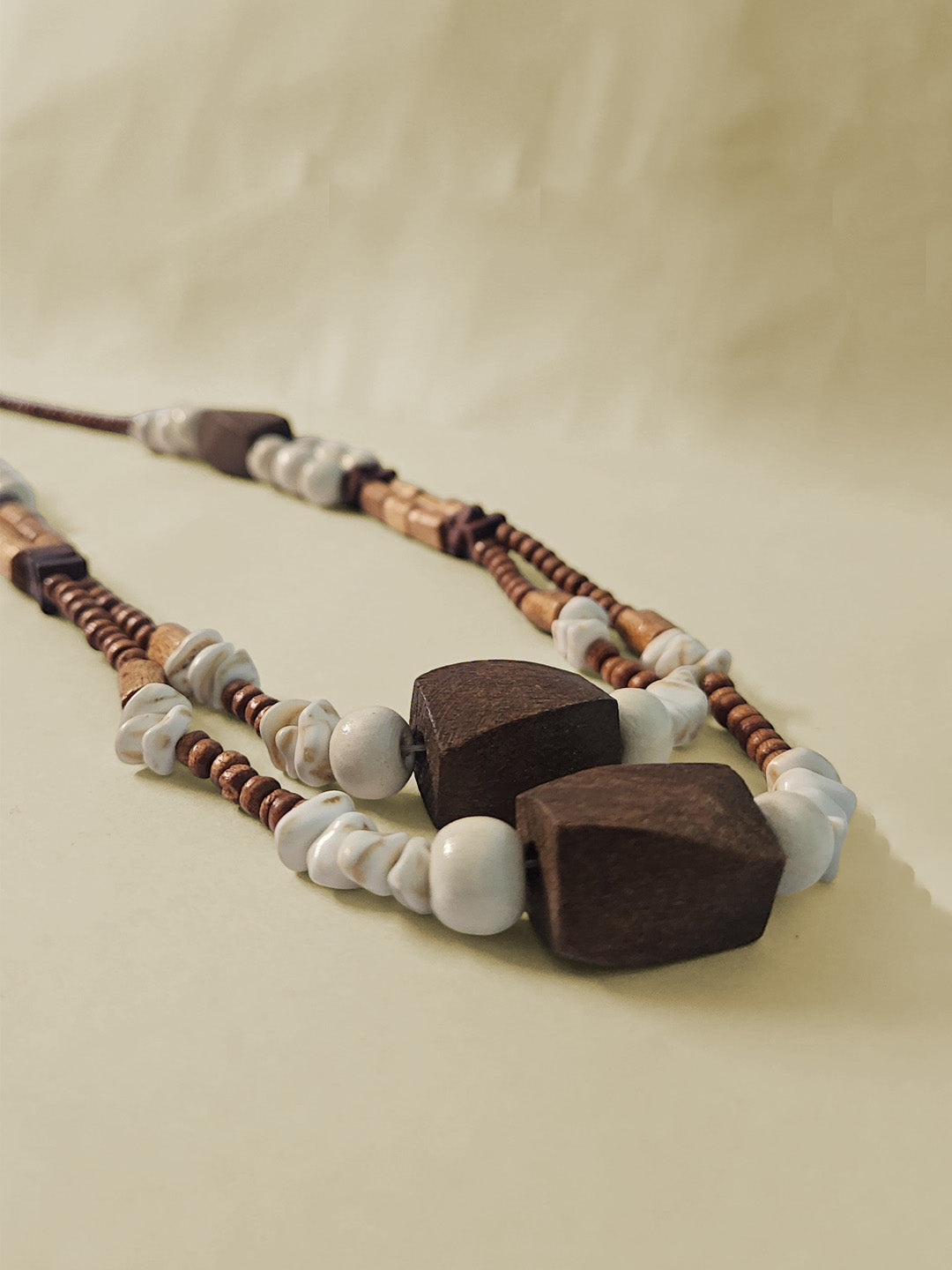 Handmade Cowrie Shell & Wooden Bead Necklace – Bohemian & Eco-Friendly Jewelry