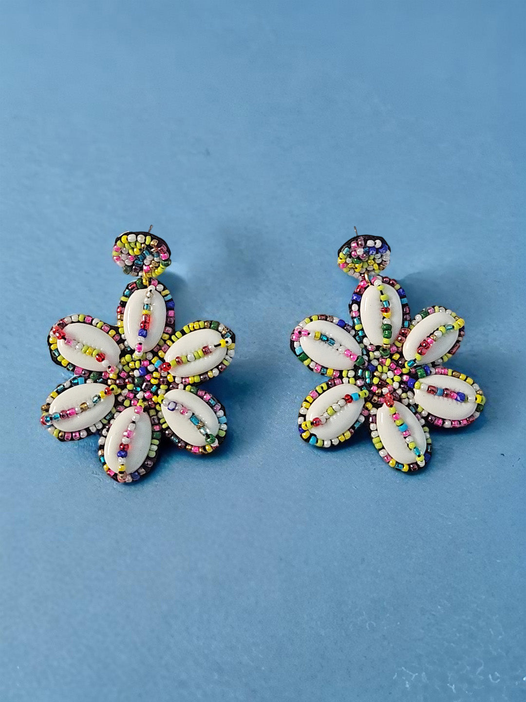 Boho Floral Beaded Earrings β Multicolor Statement Dangle