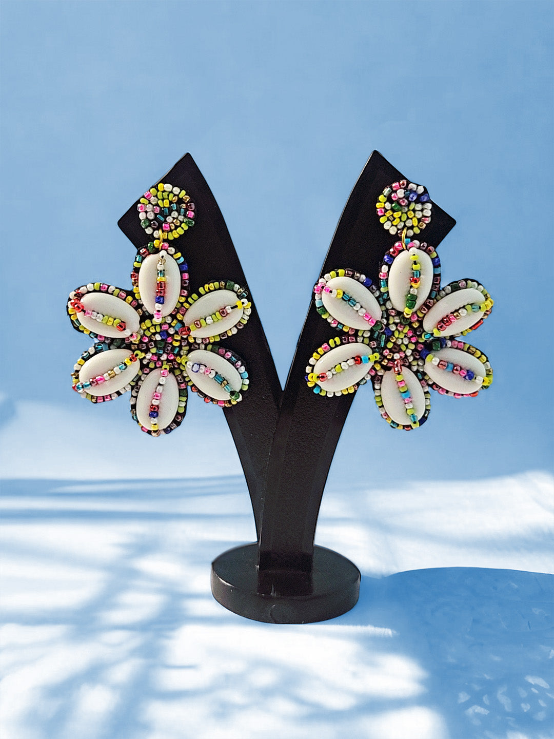 Boho Floral Beaded Earrings β Multicolor Statement Dangle