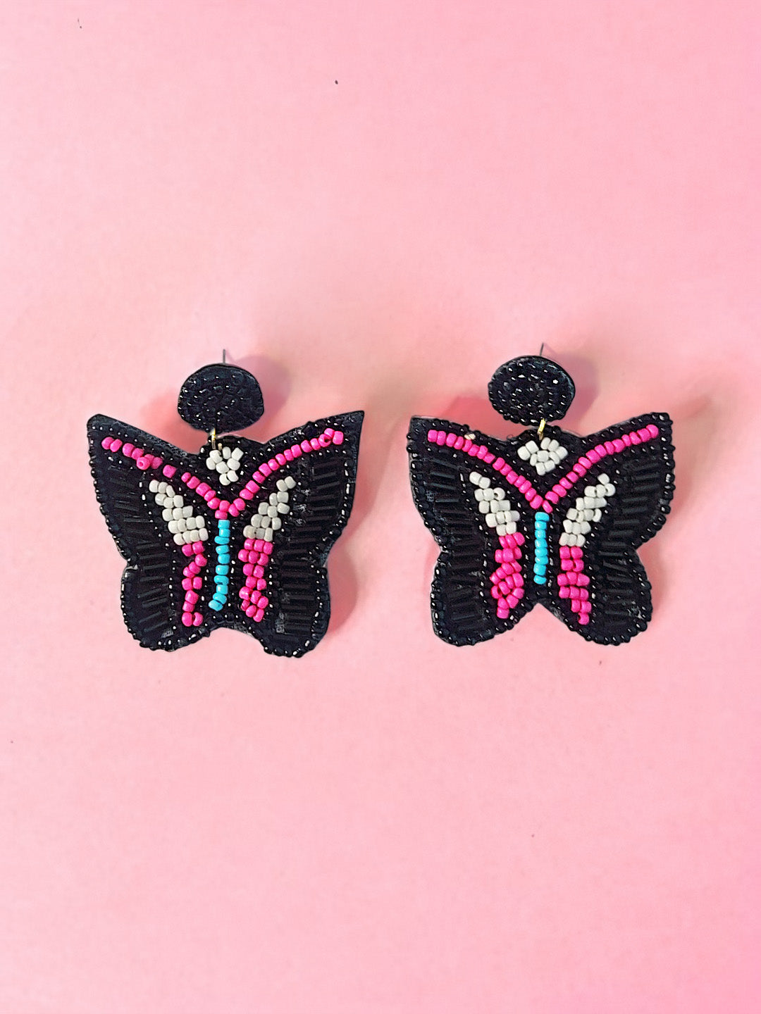 Pack of 2 – Handmade Beaded Earrings (Butterfly & Pineapple)