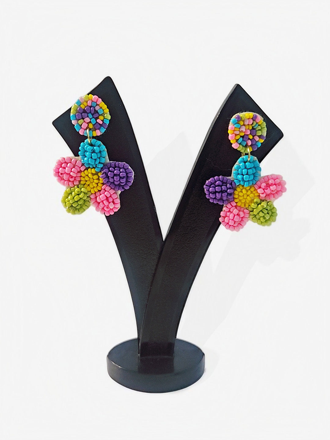 Pack of 2 β Handmade Floral Beaded Earrings | Vibrant & Statement Pieces