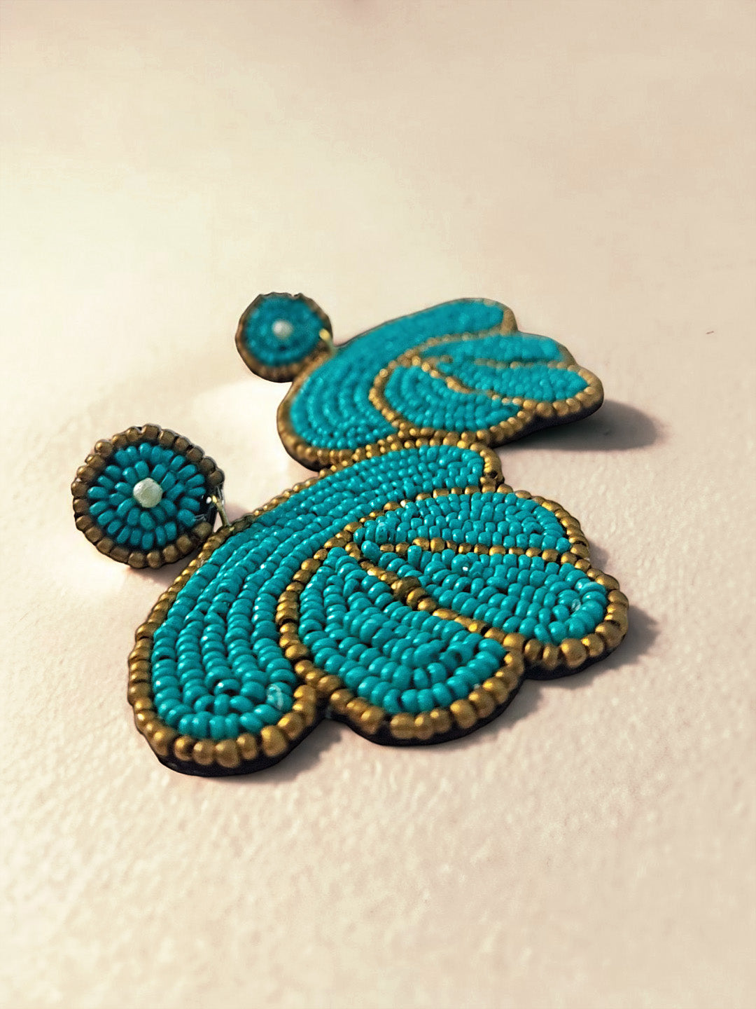 Handcrafted Blue Beaded Statement Earrings – Elegant & Unique