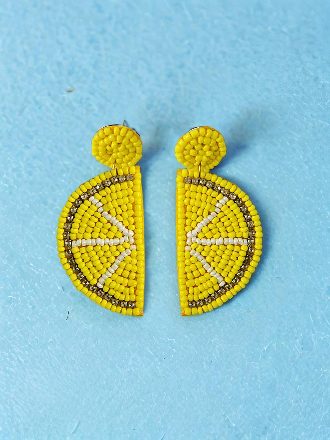 Citrus Charm Beaded Earrings β Handmade Lemon Slice Statement Jewelry