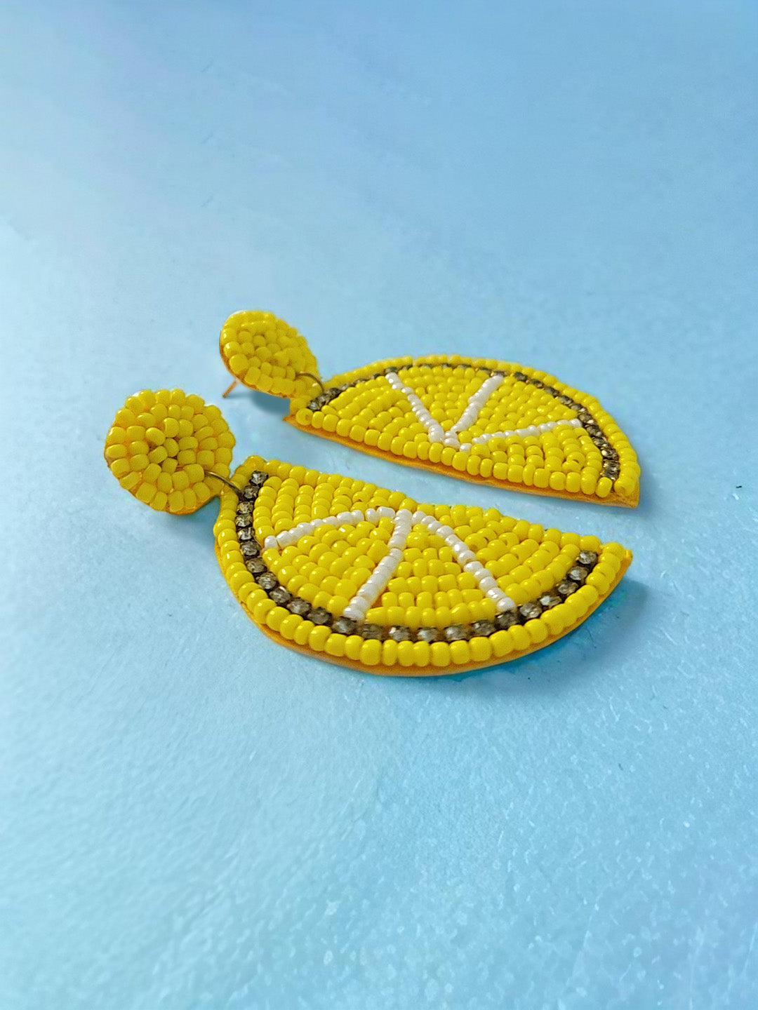 Citrus Charm Beaded Earrings β Handmade Lemon Slice Statement Jewelry