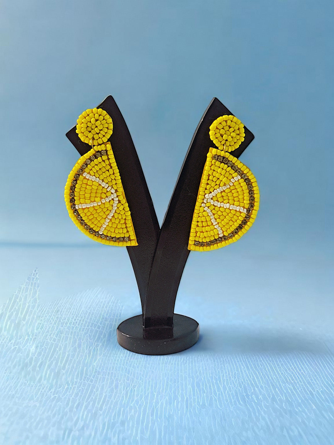 Citrus Charm Beaded Earrings β Handmade Lemon Slice Statement Jewelry