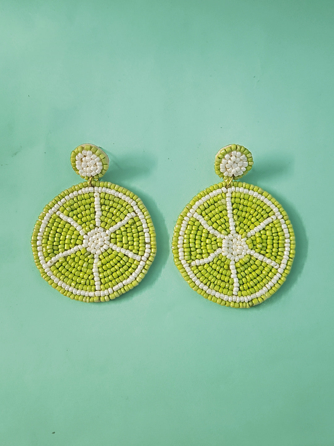 Pack of 2 β Lime & Fringe Beaded Earrings | Handmade Statement Jewelry