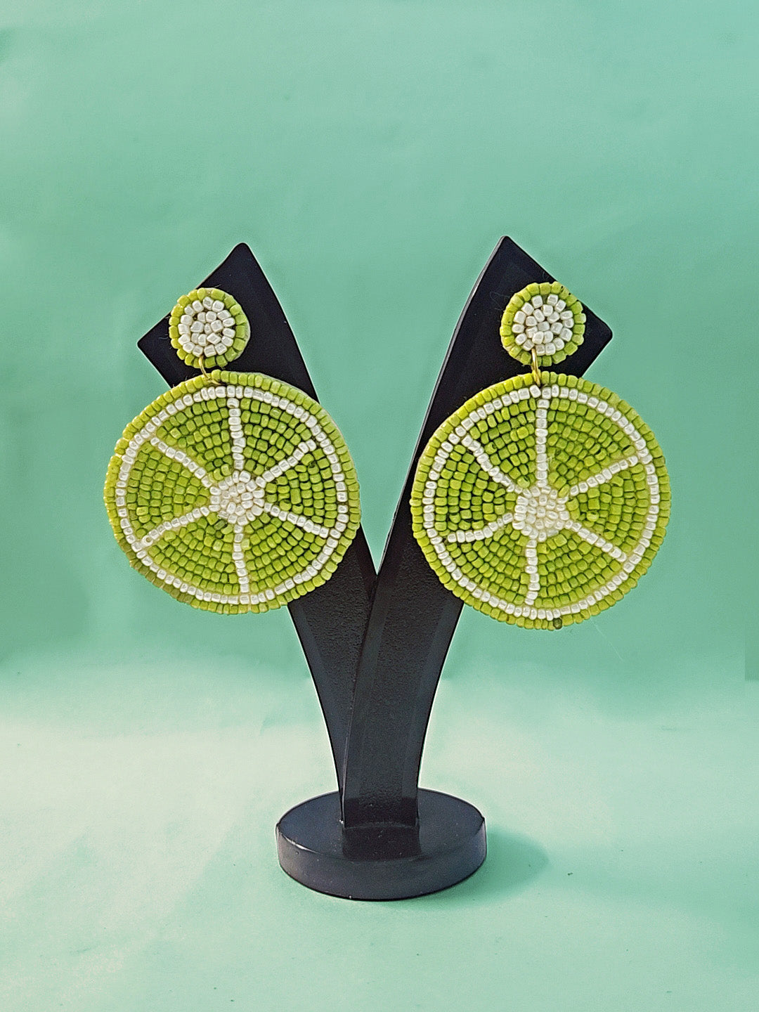 Pack of 2 β Lime & Fringe Beaded Earrings | Handmade Statement Jewelry