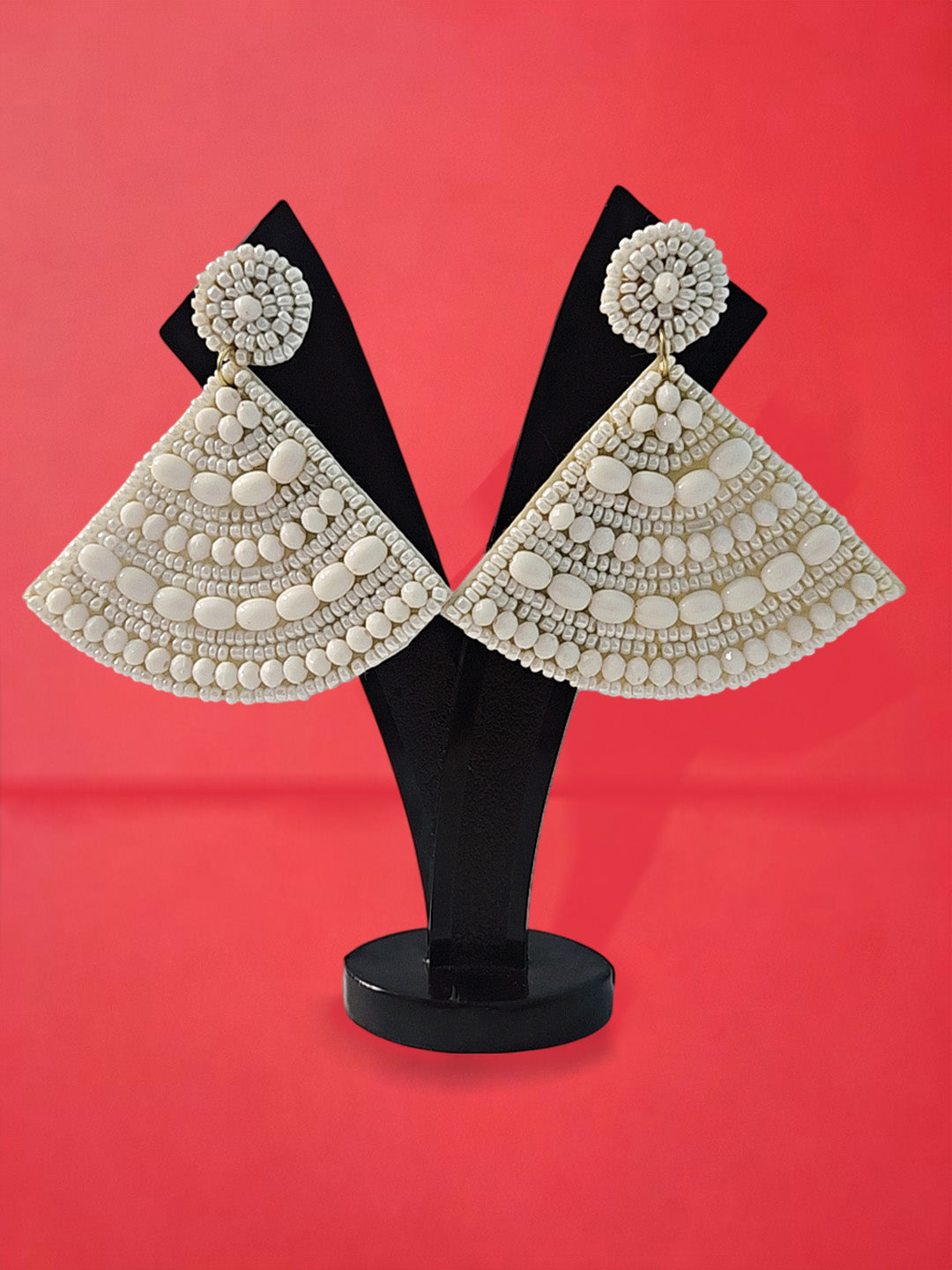 Pack of 2 β Elegant White Beaded Earrings | Handmade Statement Jewelry