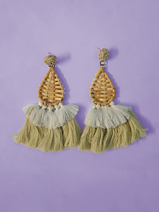 Boho Woven Tassel Earrings – Handmade Natural Statement Jewelry