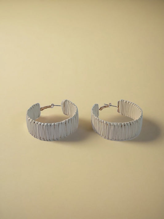 Ivory Wrapped Hoop Earrings – Handmade Lightweight Everyday Style