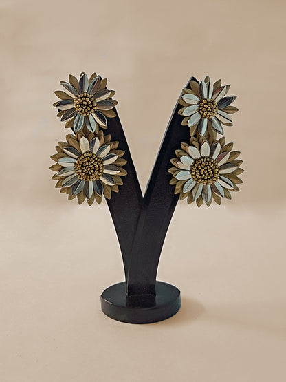 Double Flower Handmade Statement Earrings
