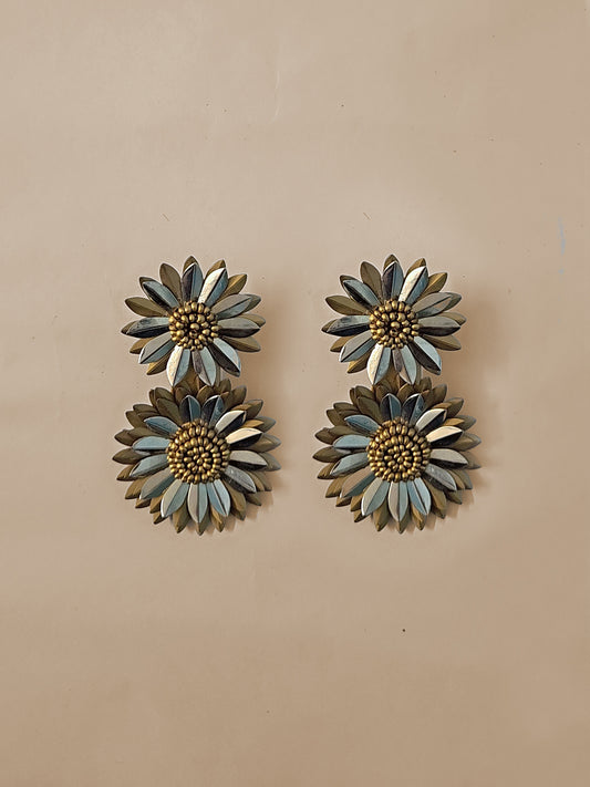 Double Flower Handmade Statement Earrings