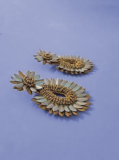 Spark Bloom Metallic Beaded Earrings – Handmade Statement Drop