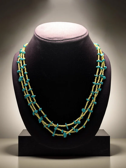 Handmade Beaded Necklace with Turquoise Accents – Boho Chic