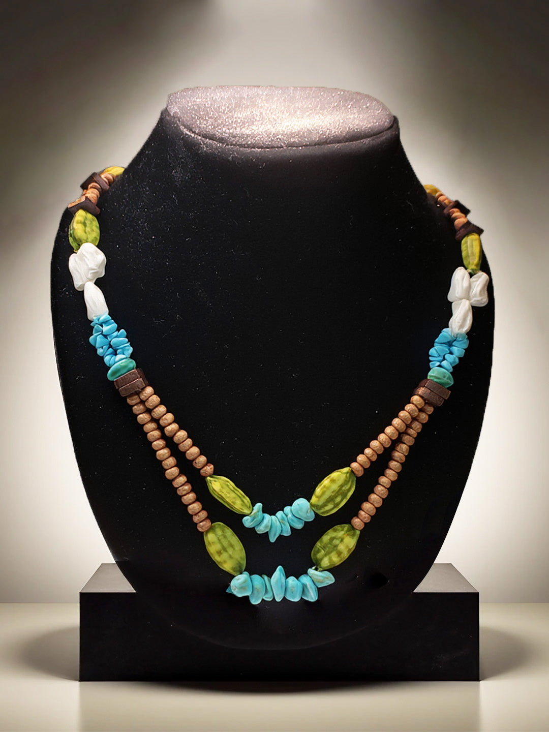Handcrafted Boho Beaded Necklace – Earthy & Ocean-Inspired Statement Piece