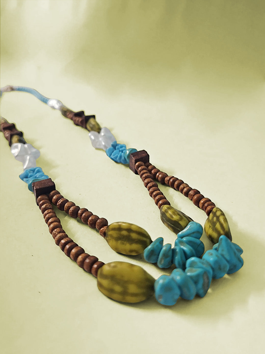 Handcrafted Boho Beaded Necklace – Earthy & Ocean-Inspired Statement Piece