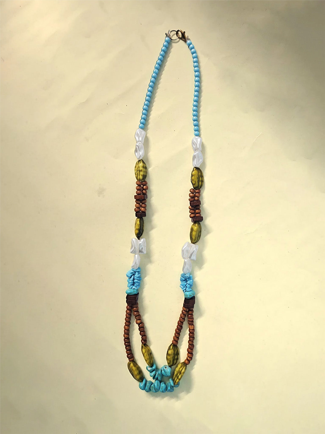 Handcrafted Boho Beaded Necklace – Earthy & Ocean-Inspired Statement Piece