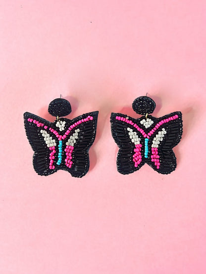 Pack of 2 – Handmade Beaded Earrings (Butterfly & Pineapple)