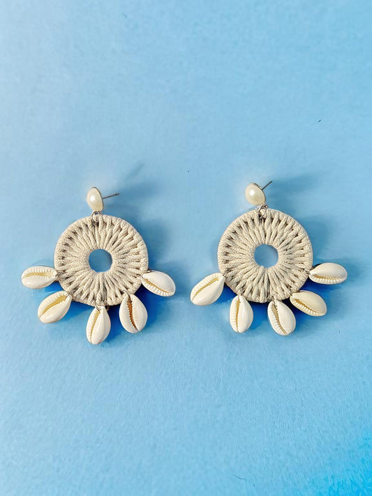 Cowrie Shell Crochet Earrings – Handcrafted Coastal Chic Jewelry