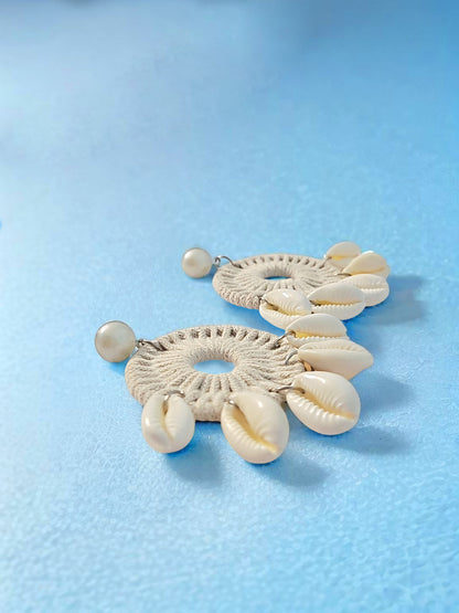 Cowrie Shell Crochet Earrings – Handcrafted Coastal Chic Jewelry