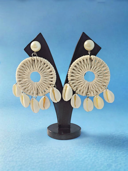 Cowrie Shell Crochet Earrings – Handcrafted Coastal Chic Jewelry