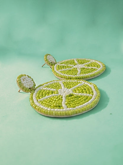 Pack of 2 – Lime & Fringe Beaded Earrings | Handmade Statement Jewelry