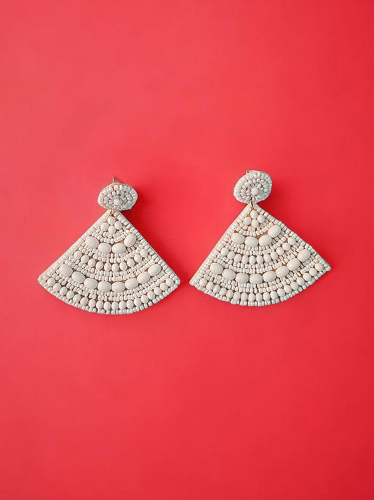 Handmade Geometric Beaded Earrings – Elegant Triangular Statement Jewelry